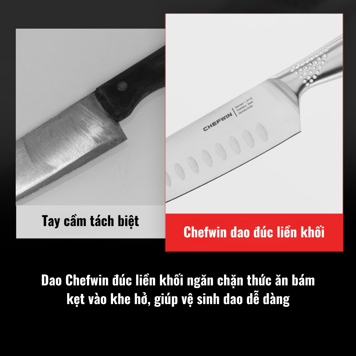 Dao Bếp Santoku Chefwin - Thép Đức 1.4116 cao cấp