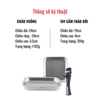 Chảo Chiên/Xào Cán Rời Chefwin Dreamhand Square Pan 24cm Inox 316 Cao Cấp