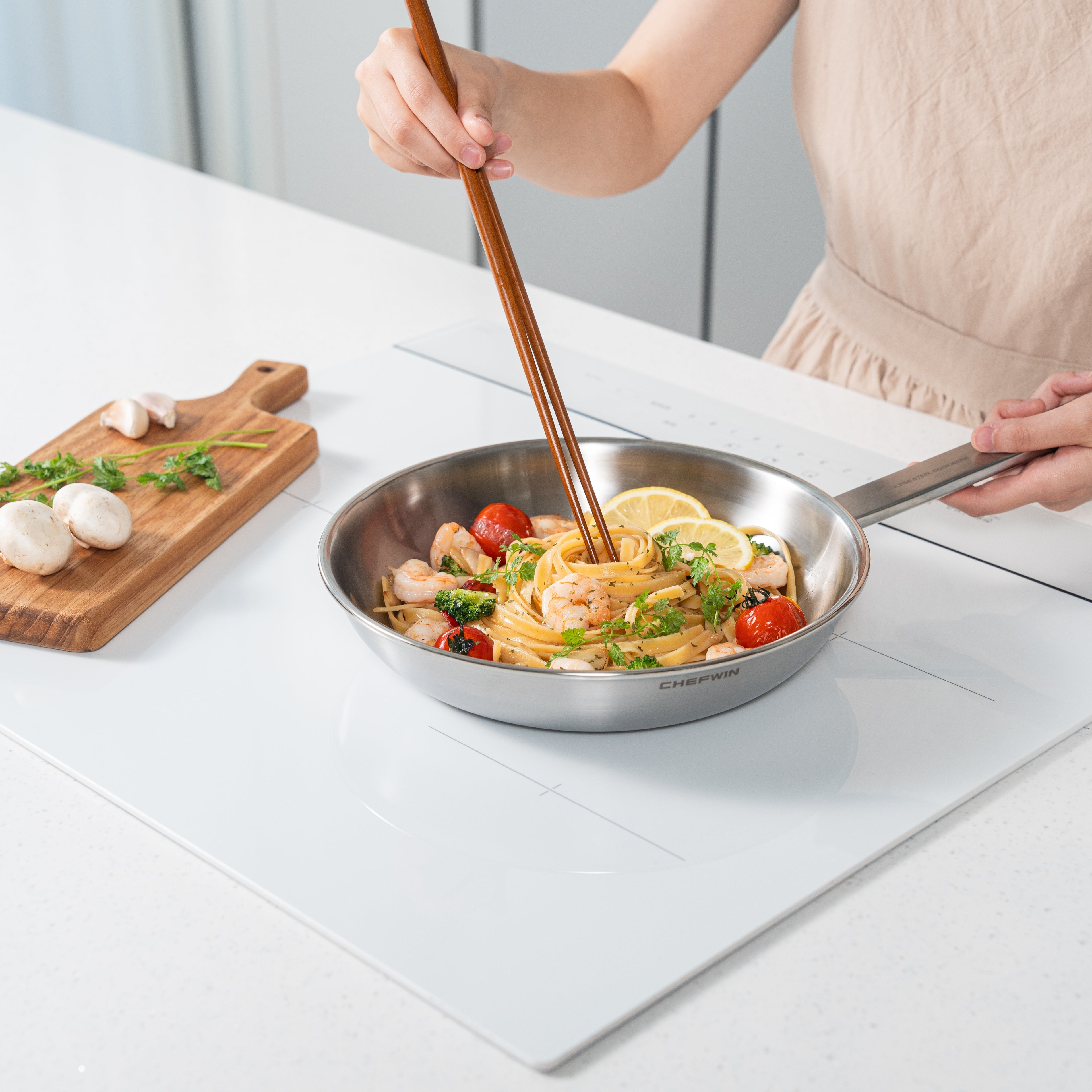 Chảo chiên Chefwin 24cm Inox 316 cao cấp
