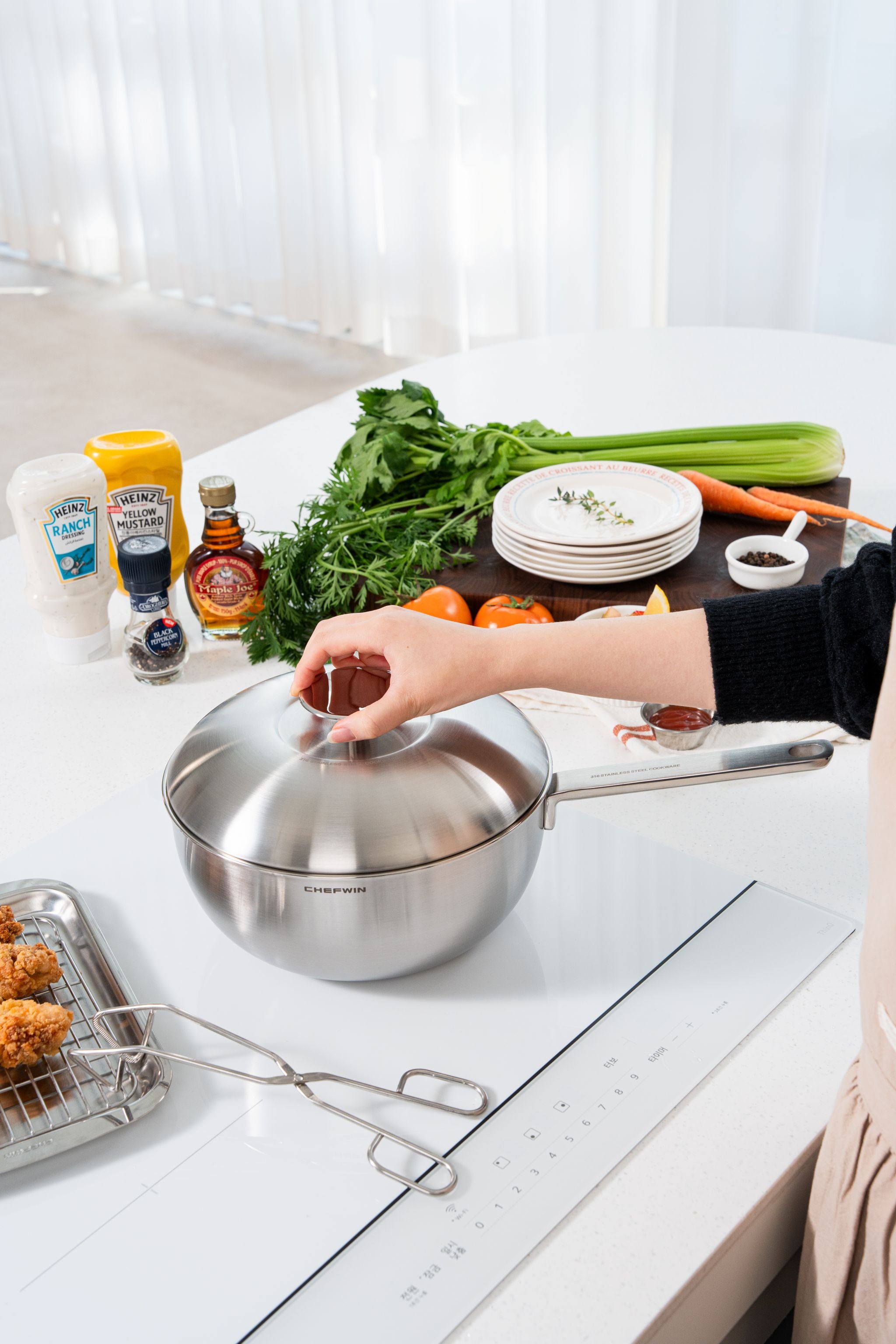 Chảo Lòng Sâu Chefwin Multi Wok 24cm Inox 316 Cao Cấp