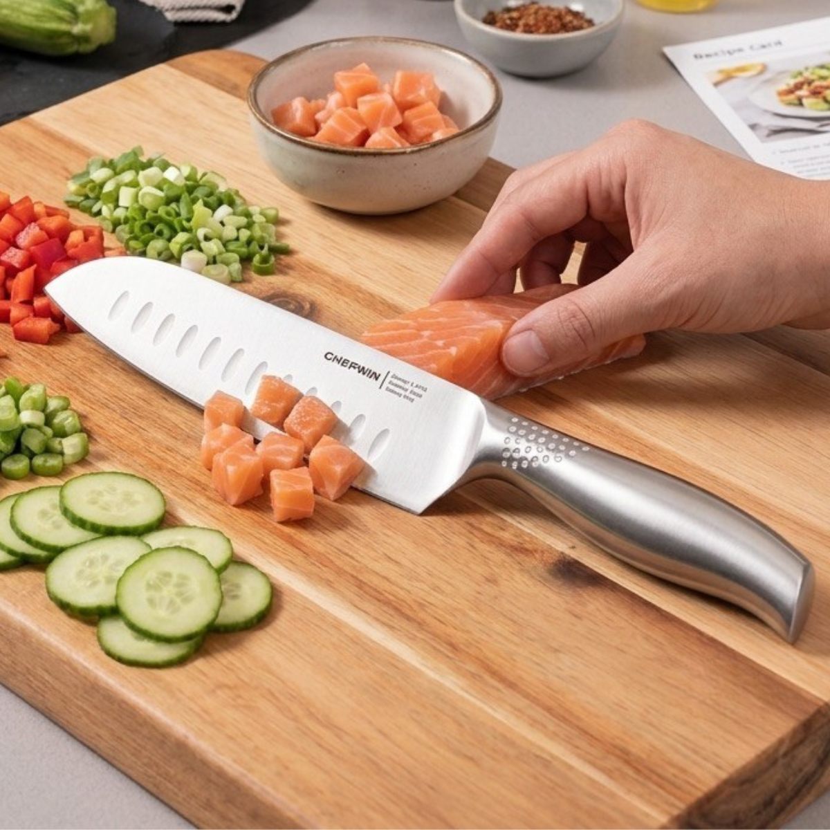Dao Bếp Santoku Chefwin - Thép Đức 1.4116 cao cấp