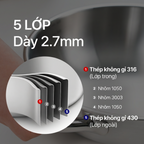 Nồi lòng sâu Chefwin Party Wok 32cm Inox 316 đúc liền 5 lớp