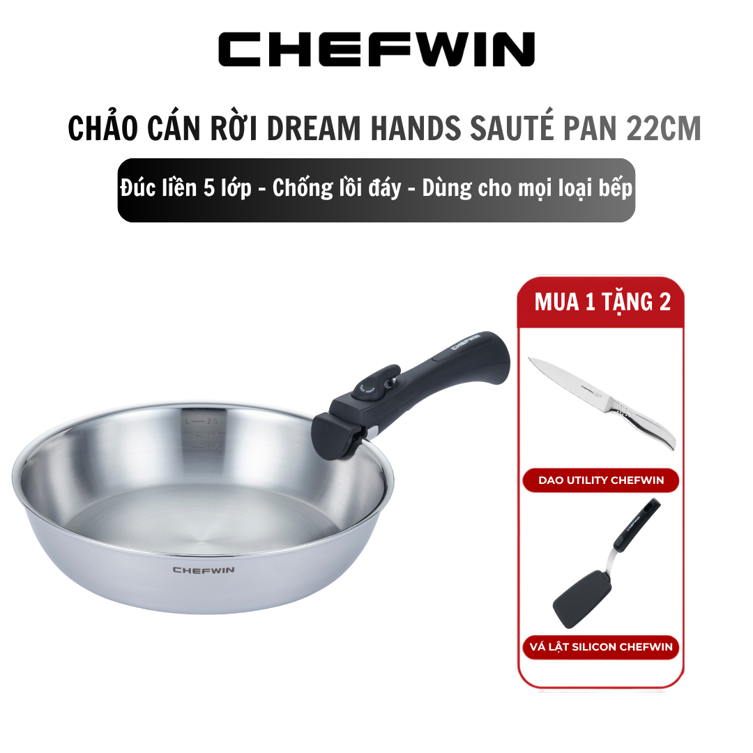 Chảo Chiên/Xào Cán Rời Chefwin Dreamhand Sauté Pan 22cm Inox 316 Cao Cấp