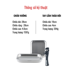 Chảo Chiên/Xào Cán Rời Chefwin Dreamhand Square Pan 28cm Inox 316 Cao Cấp