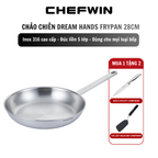 Chảo chiên/xào Chefwin Frypan 28cm Inox 316 đúc liền 5 lớp chống lồi đáy
