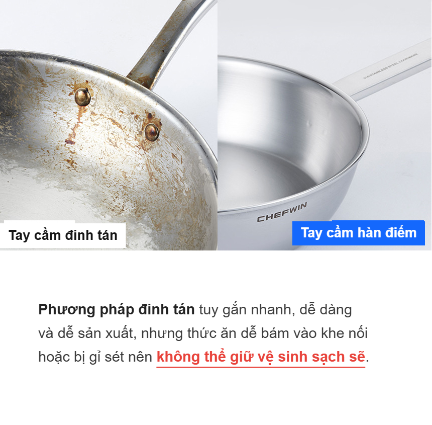 Bộ nồi chảo 2 món inox 316 Chefwin - Đúc liền 5 lớp