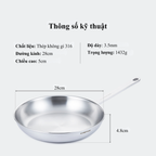 Bộ nồi chảo 3 món inox 316 Chefwin - Đúc liền 5 lớp