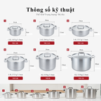 Nồi Inox 316 Cao Cấp Chefwin 24cm (5.8l) Đúc Nguyên Khối 5 Lớp An Toàn