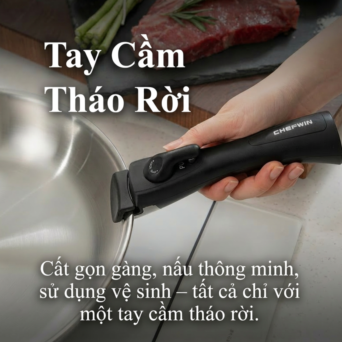 Chảo Chiên/Xào Cán Rời Chefwin Dreamhand Square Pan 28cm Inox 316 Cao Cấp