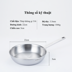Chảo Xào Inox 316 Sauté Pan 22cm