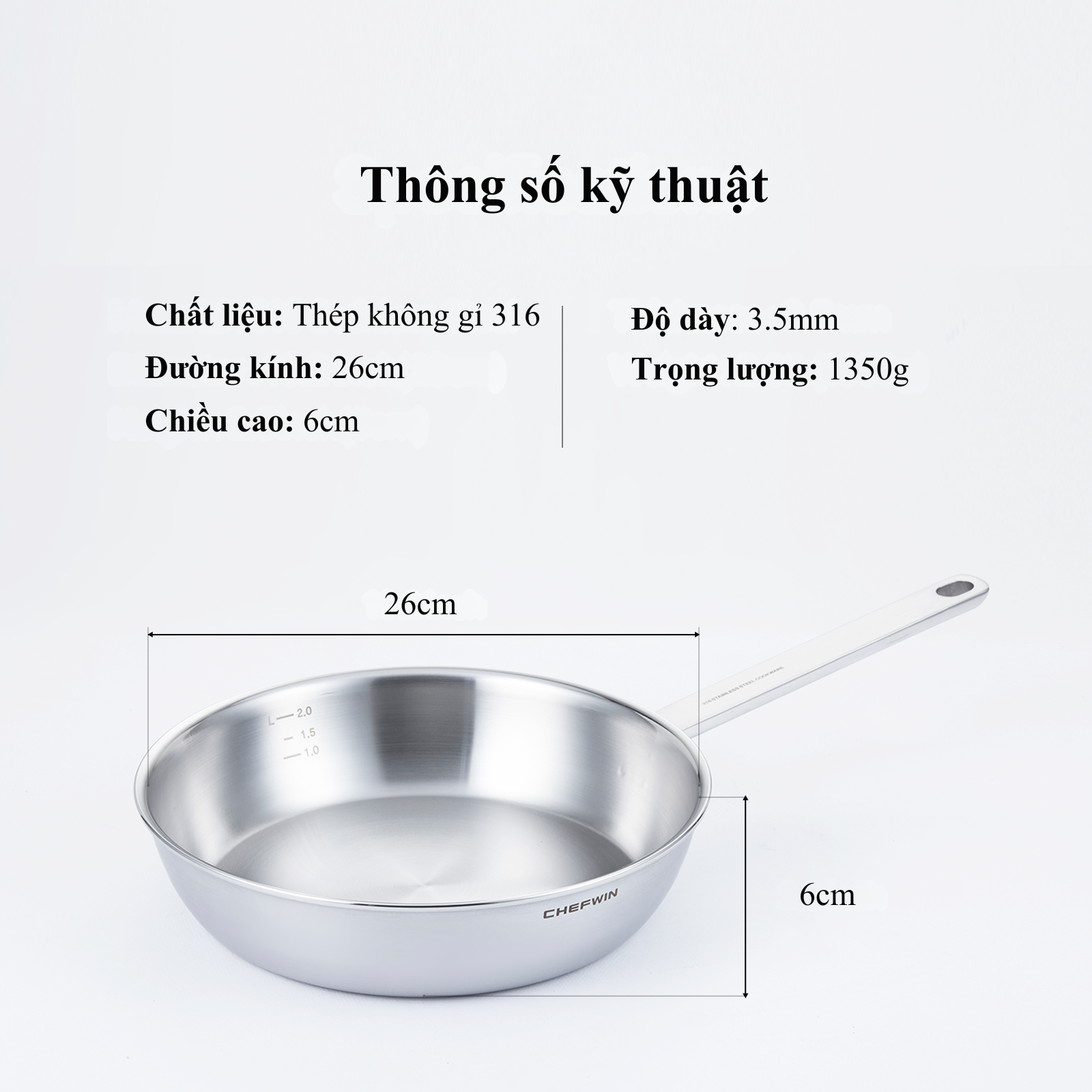 Chảo Xào Chefwin Sauté Pan 26cm