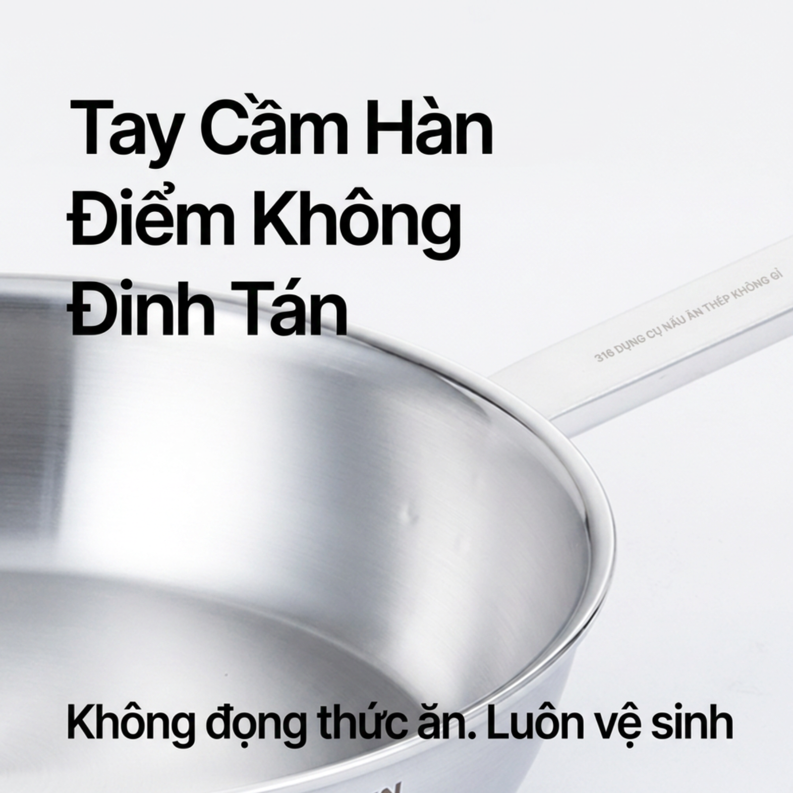 Chảo Xào Inox 316 Sauté Pan 22cm đúc liền 5 lớp chống lồi đáy dùng mọi loại bếp